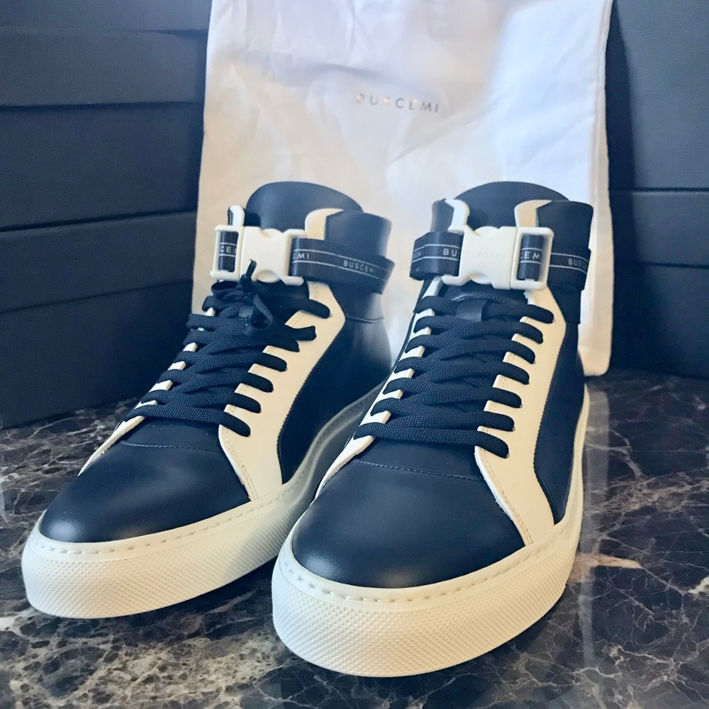Buscemi Leather 100mm White Plastic Buckle Sneaker